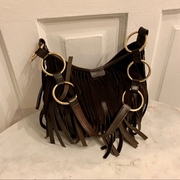 Yves Saint Laurent Handbags - Yves Saint Laurent brown boho fringe shoulder bag